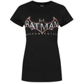 Black - Front - Batman Womens-Ladies Arkham Knight Logo T-Shirt