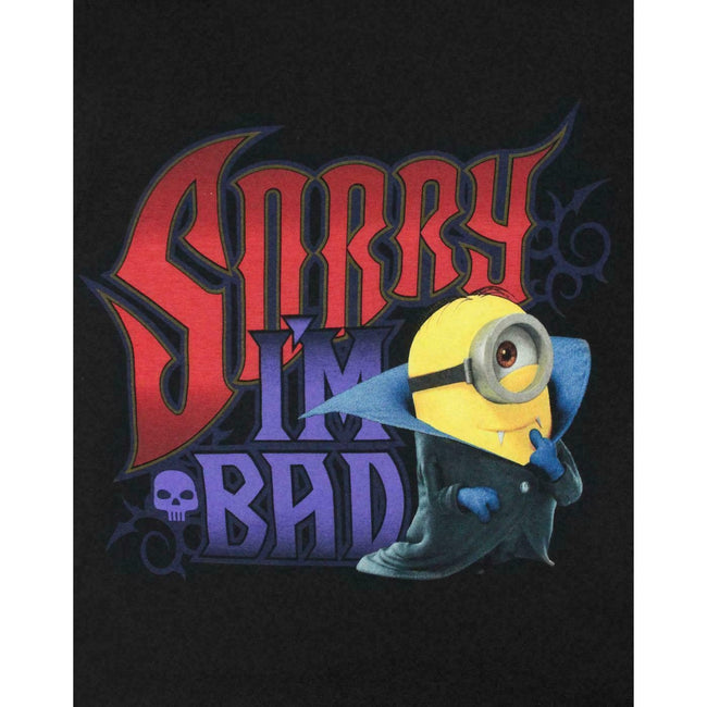 Black - Side - Minions Womens-Ladies Sorry I`m Bad T-Shirt
