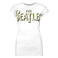 White - Front - Amplified Womens-Ladies The Beatles Logo White T-Shirt