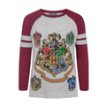 Grey - Front - Harry Potter Official Girls Hogwarts Raglan T-Shirt