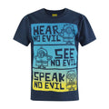 Blue - Side - Minions Official Childrens-Kids No Evil T-Shirt
