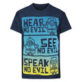 Blue - Front - Minions Official Childrens-Kids No Evil T-Shirt