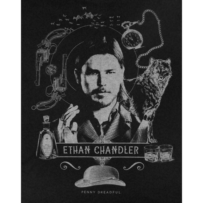 Black - Side - Penny Dreadful Official Mens Ethan Chandler T-Shirt