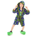 Blue-Green - Back - Minecraft Boys Zombie Steve And Sword Dressing Gown