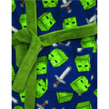 Blue-Green - Close up - Minecraft Boys Zombie Steve And Sword Dressing Gown