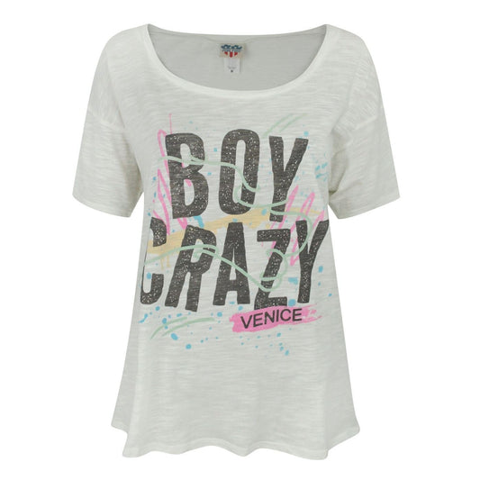 Cream - Front - Junk Food Womens-Ladies Boy Crazy T-Shirt