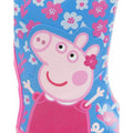 Blue-Pink - Side - Peppa Pig Girls Flower Wellington Boots