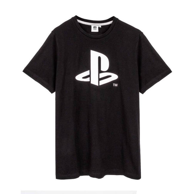 Black-Grey - Side - Playstation Mens Logo Long Pyjama Set