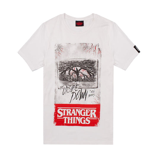 White - Front - Stranger Things Mens Upside Down T-Shirt