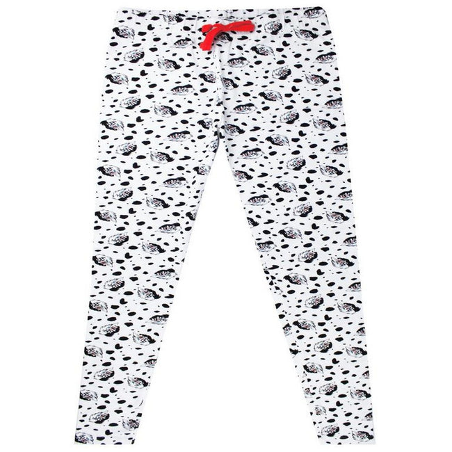 Black-White - Side - 101 Dalmatians Womens-Ladies You Beasts Cruella De Vil Pyjama Set