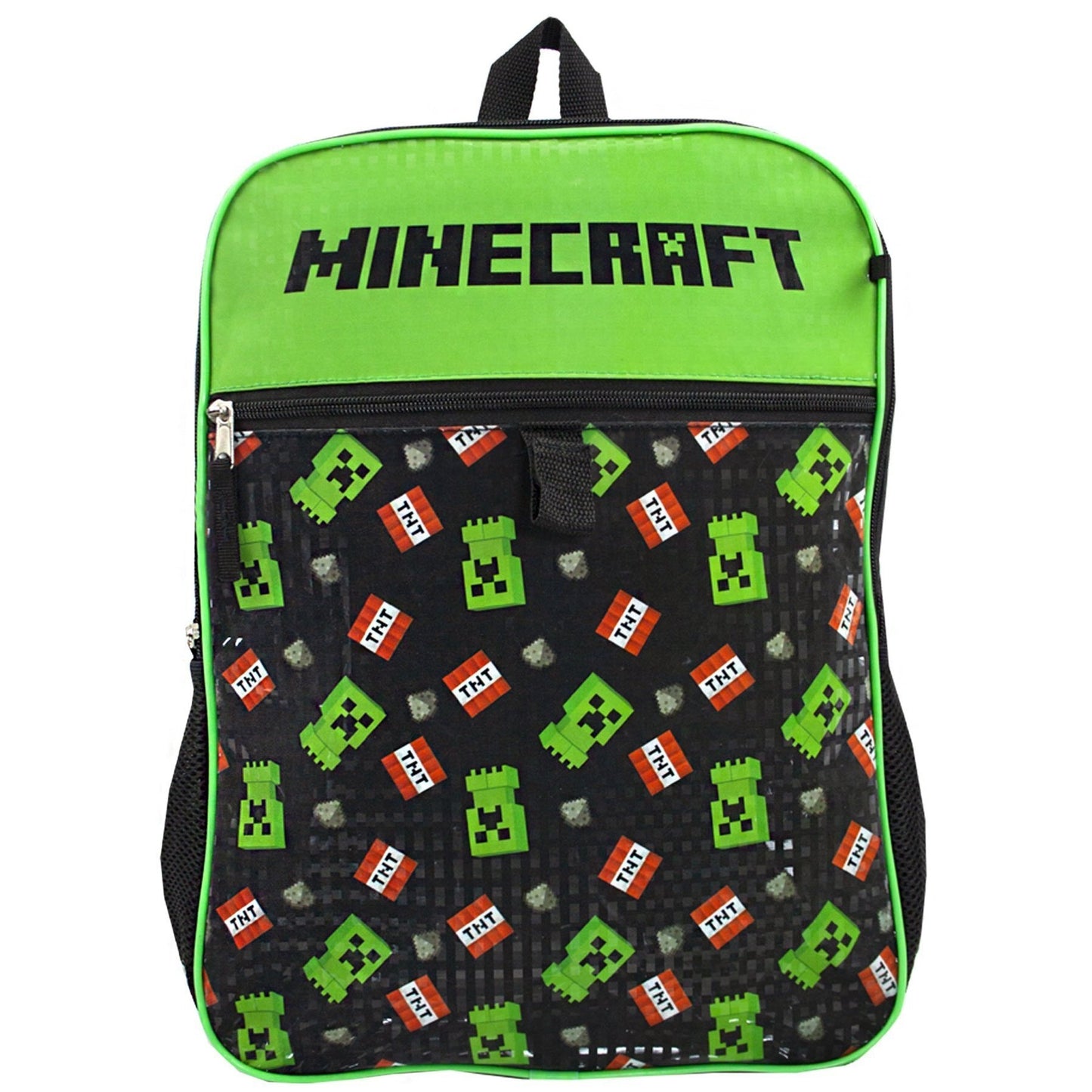 Black-Green - Close up - Minecraft TNT Creeper Backpack Set (Pack of 5)