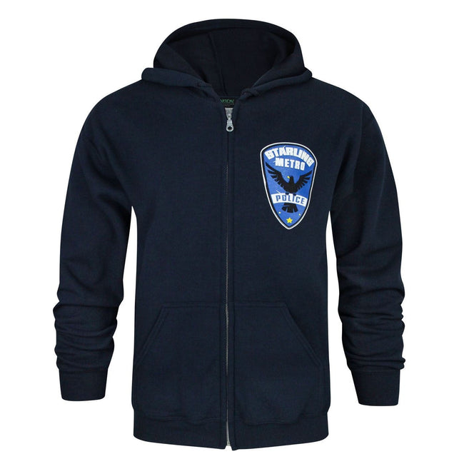 Navy - Front - Arrow Mens Starling City Metro Police Full Zip Hoodie
