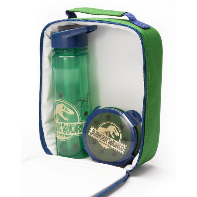 Green - Back - Jurassic World Childrens-Kids Lunch Bag And Bottle Set