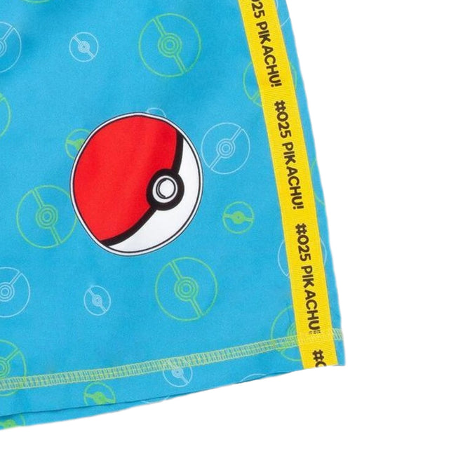 Black-Blue - Side - Pokemon Boys Pikachu Pokeball Swim Shorts