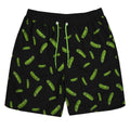 Black-Green - Front - Rick And Morty Mens Pickle Rick Swim Shorts
