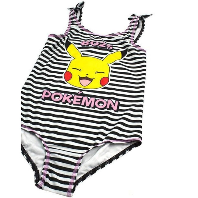 Black-White-Pink - Side - Pokemon Girls Pikachu One Piece Swimsuit