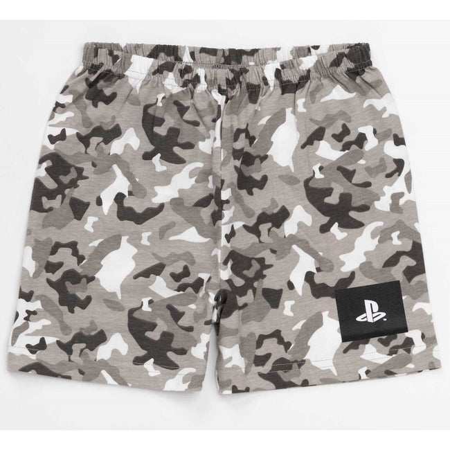 Black-Grey-White - Back - Playstation Boys Gaming Camo Short Pyjama Set