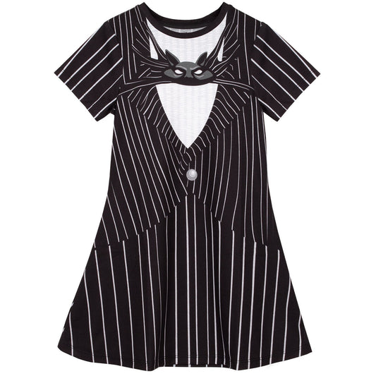 Black-White - Front - Nightmare Before Christmas Girls Jack Skellington Costume Dress