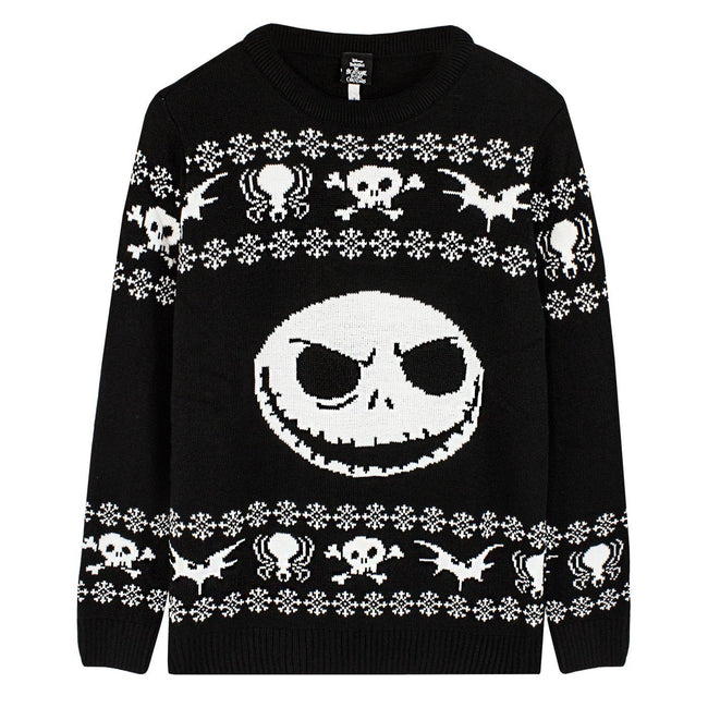 Black-White - Front - Nightmare Before Christmas Unisex Adult Jack Skellington Knitted Jumper