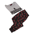 Grey-Black-Red - Back - Stranger Things Womens-Ladies Long Pyjama Set