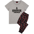 Grey-Black-Red - Front - Stranger Things Womens-Ladies Long Pyjama Set
