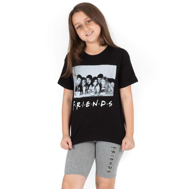 Black-Grey - Pack Shot - Friends Girls Cycling Short Pyjama Set