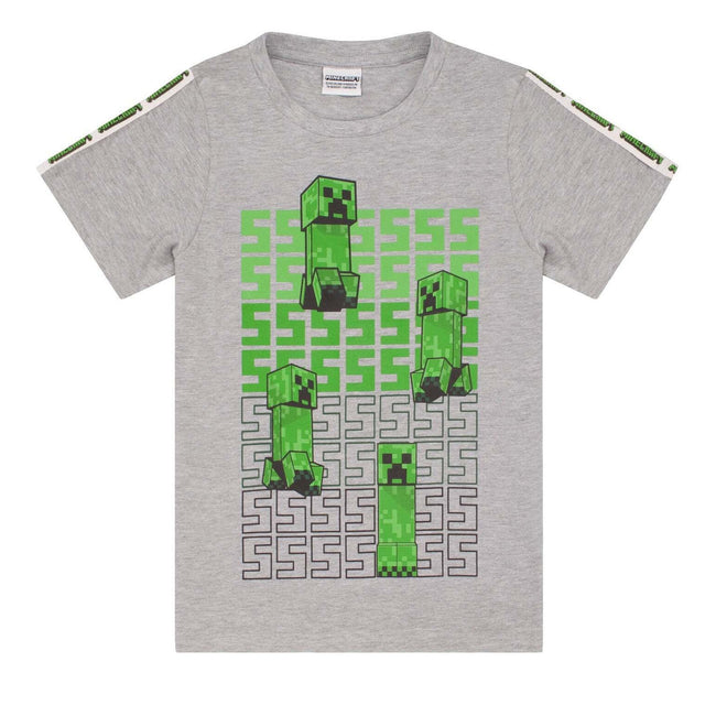 Green-Grey - Side - Minecraft Childrens-Kids Short Pyjama Set