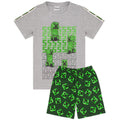 Green-Grey - Front - Minecraft Childrens-Kids Short Pyjama Set