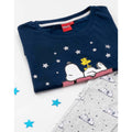 Navy-Grey - Close up - Peanuts Womens-Ladies Snoopy Long Pyjama Set