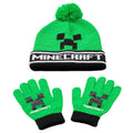 Green-Black - Back - Minecraft Creeper Hat And Gloves Set