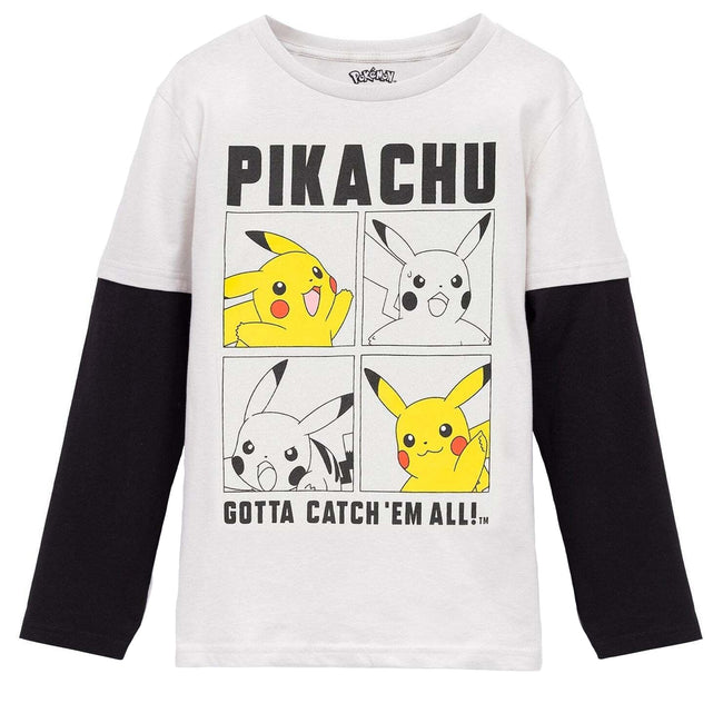 Grey - Front - Pokemon Boys Pikachu Long-Sleeved Skater Top