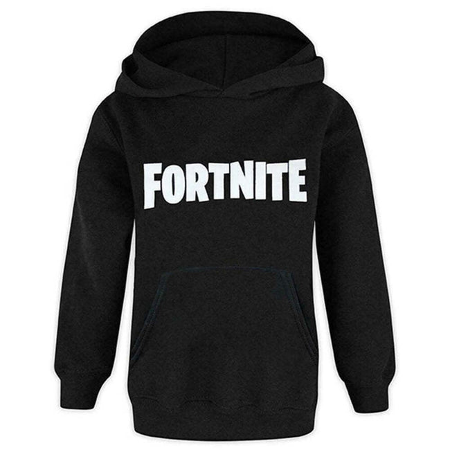 Black-White - Front - Fortnite Childrens-Kids Logo Hoodie