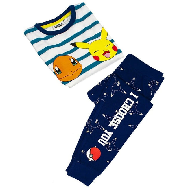 White-Blue-Yellow - Lifestyle - Pokemon Boys Characters Pyjama Set