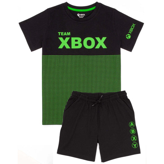 Black-Green - Front - Xbox Boys Short Pyjama Set