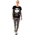 Black-White - Back - Nightmare Before Christmas Womens-Ladies Jack Skellington Pyjama Set