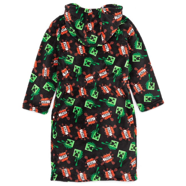 White-Black-Green - Back - Minecraft Childrens-Kids Boom! Dressing Gown & Pyjama Set