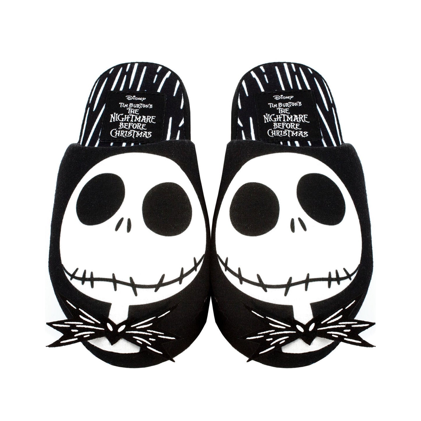 Black-White - Close up - Nightmare Before Christmas Womens-Ladies Jack Skellington Slippers