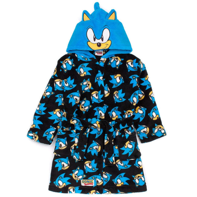 Black-Blue - Front - Sonic The Hedgehog Childrens-Kids Dressing Gown