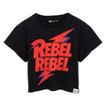 Black-Red - Front - David Bowie Womens-Ladies Rebel Rebel Crop T-Shirt