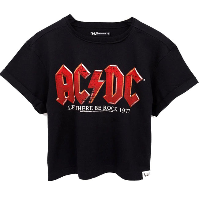 Black - Front - AC-DC Womens-Ladies Let There Be Rock T-Shirt