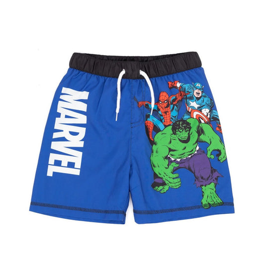 Blue-White - Front - Marvel Boys Swim Shorts