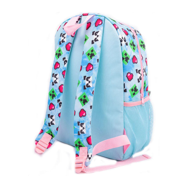 Blue-Pink - Back - Minecraft Pixel Backpack Set