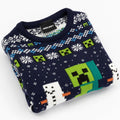 Navy - Lifestyle - Minecraft Childrens-Kids Creeper Wool Christmas Jumper