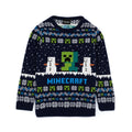 Navy - Front - Minecraft Childrens-Kids Creeper Wool Christmas Jumper