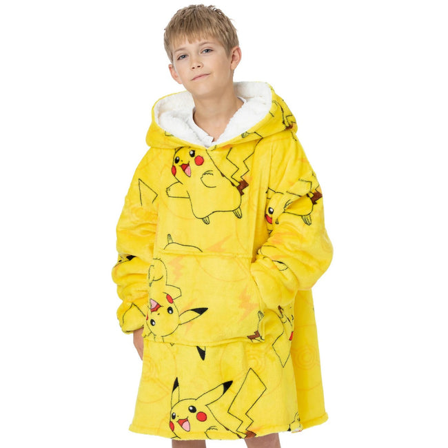 Yellow - Close up - Pokemon Childrens-Kids Pikachu Oversized Hoodie Blanket