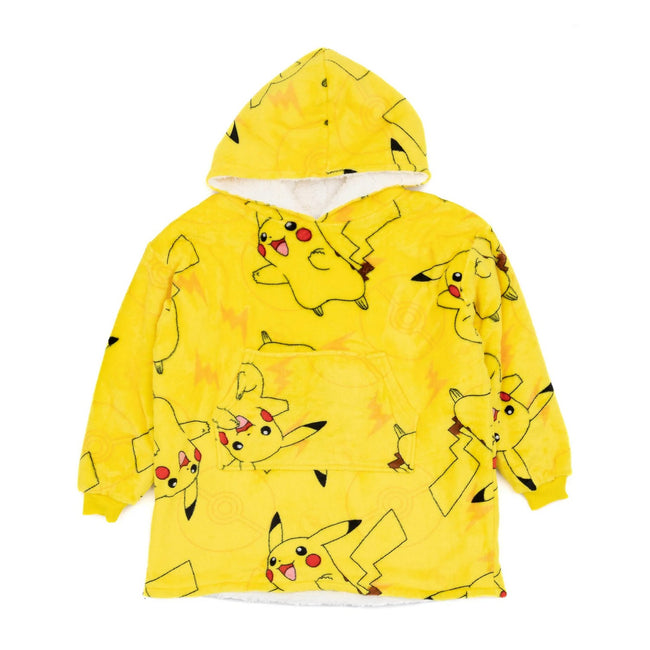 Yellow - Front - Pokemon Childrens-Kids Pikachu Oversized Hoodie Blanket