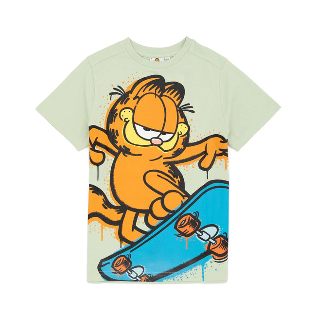 Pastel Green - Front - Garfield Childrens-Kids Skateboard T-Shirt