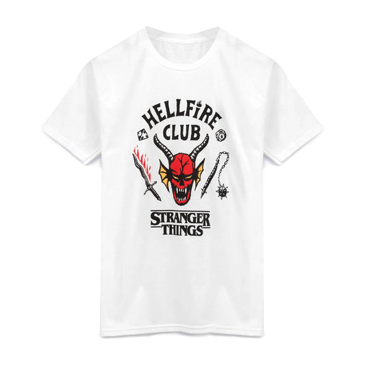 White-Black - Front - Stranger Things Childrens-Kids Hellfire Club T-Shirt