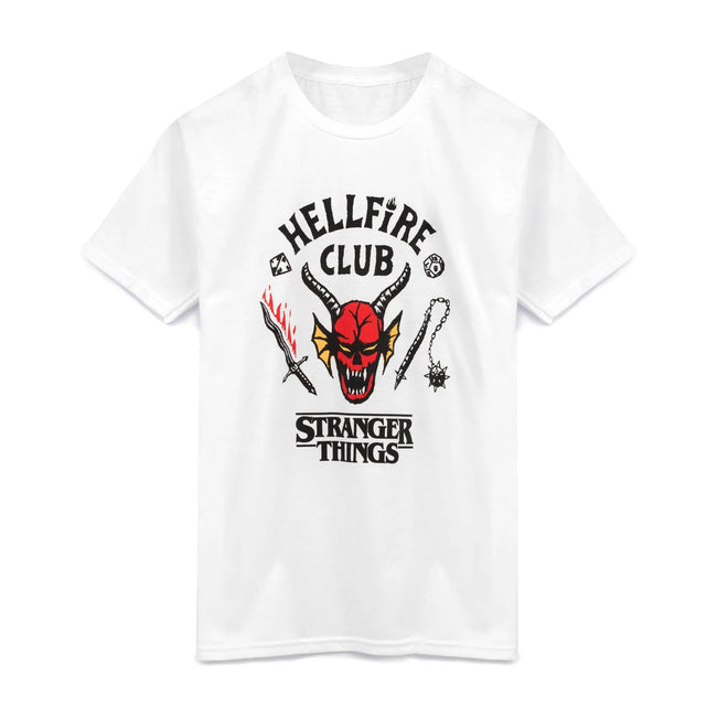White-Black - Front - Stranger Things Childrens-Kids Hellfire Club T-Shirt