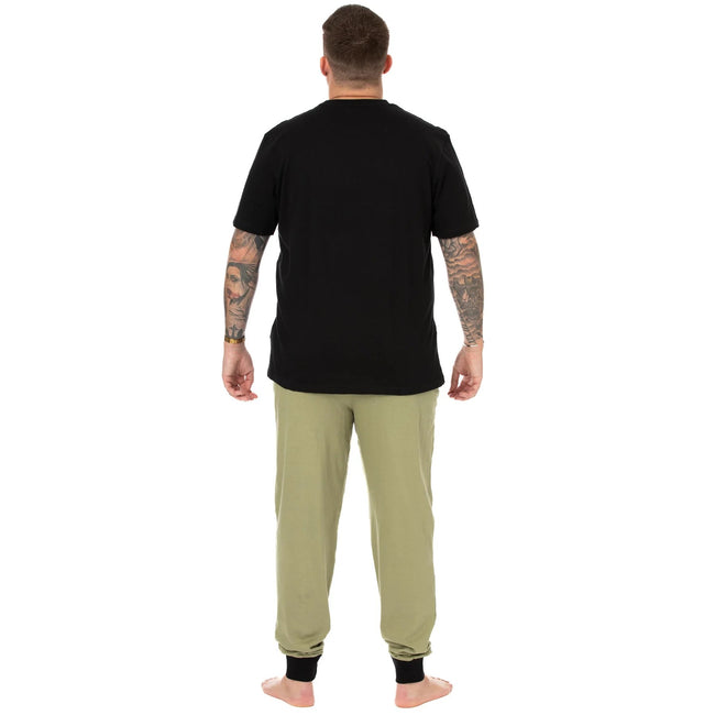 Black-Green - Back - Star Wars: The Mandalorian Mens Snack Time Long Pyjama Set